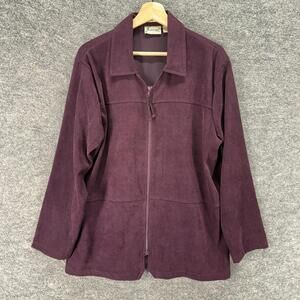 Joanna Jacket Women L Large Purple Full Zip Collared Long Sleeve Stretch Casual